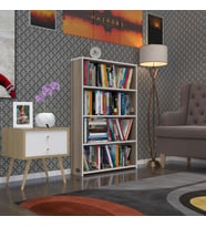 Kenzlife kitaplık süper ga 120*80*19 crd 4 katlı tek bölme ofis mutfak banyo dolabı arkalıksız (Karışık)