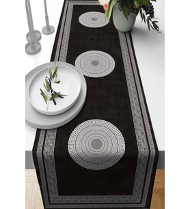 Siyah Çerçeveli Desen Premium Masa Örtüsü Runner RNR232