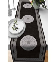 Siyah Çerçeveli Desen Premium Masa Örtüsü Runner RNR232