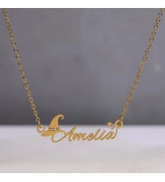 Kişiye Özel 925 Ayar Gümüş Cadılar Bayramı Cadı Şapkası Tasarım İsim Kolye (Gold)