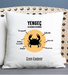 Kişiye Özel Yengeç Burcuna Hediye Kare Yastık