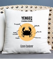 Kişiye Özel Yengeç Burcuna Hediye Kare Yastık