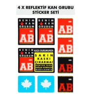 Çınar Extreme® AB Rh- (Negatif) Kaskımı Çıkartma Yazılı 7 Parçalı Reflektif Kan