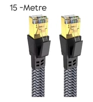 Cat8 Lan Kablosu Yüksek Hızlı 40GBPS 2000MHZ EtheKablosu Örgü Kaplamarnet15M (Siyah)