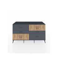 Kronos Konsol 2 Raflı 4 Çekmeceli 4 Kapaklı 176x59x99 Antrasit-Çam/Antrasit