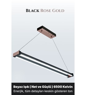 Vega Rose Gold 3000K Lineer LED Sarkıt Avize – Kumandalı Dim Edilebilir – Aşağı Işık (RoseGold)