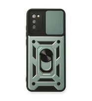 Samsung Galaxy A03s Kılıf Pars Lens Yüzüklü Silikon - Yeşil