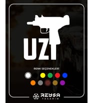 Uzi Araba Stickeri siyah 16x16 CM (Beyaz)