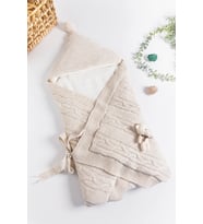 Ayıcık Figürlü Peluş Welsoft Kundak Bebek Battaniye (Bej)