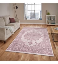 BAHARİYE NEHİR DG 9460 LİLA 155 X 230 CM SAÇAKLI MODERN HALI (Pembe)