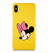 Apple iPhone XS Max Soft Premier Kapak Minnie Mouse-B Tasarımlı Silikon Kılıf - Sarı (Şeffaf)