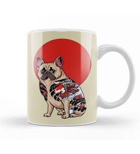 French Bulldog Yakuza Kupa Bardak Porselen