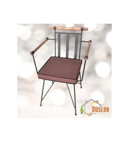 40x40 Kahverengi Su ve Leke İtici Fermuarlı Bağcıklı Siyah Biyeli Sandalye Minderi 5 cm