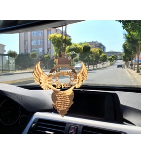 2 İsimli Kanat Motifli Nazar Dualı Araba Dikiz Aynası Süsü (Gümüş)
