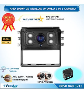AHD 1080P ve Analog Pal Çevirilebilir 4 Pin Gece Görüşlü Full HD Araç Kamerası