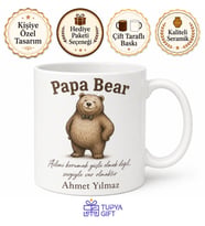 Papa Bear Yazılı Ayı Temalı Kupa Bardak Babalar Günü Hediyesi