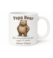 Papa Bear Yazılı Ayı Temalı Kupa Bardak Babalar Günü Hediyesi