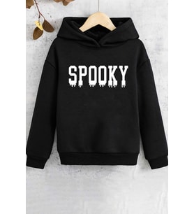 Çocuk Spooky Baskılı Sweatshirt (Siyah)
