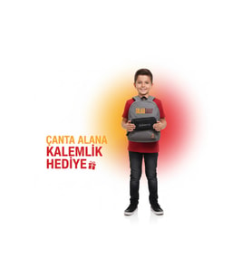 GALATASARAY LİSANSLI GRİ OKUL ÇANTASI YANINDA ÇİFT GÖZLÜ KALEMLİK HEDİYELİ