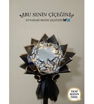 Led Işıklı Aynalı Siyah Beyaz Kelebek Buketi 'Bu Senin Çiçeğin Aynadaki Benim Ayna Buket' Siyah-Beyaz Led Işıklı- Sevgililer Günü-Anneler Günü-Kadınlar Günü (Beyaz-Siyah)