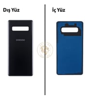 Samsung Galaxy S10 Plus Siyah Renk Arka Kapak Arka Cam Batarya Kapağı Pil Kapağı Lazer Kesim Back Cover Galaxy S10 Plus Uyumlu