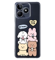 Realme C53 Uyumlu Sevimli Ayıcıklar Desenli Şeffaf Telefon Kılıfı