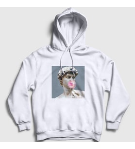 Presmono Unisex Beyaz Bubble Gum David Davut Michelangelo Kapüşonlu Sweatshirt 302873tt