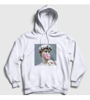 Presmono Unisex Beyaz Bubble Gum David Davut Michelangelo Kapüşonlu Sweatshirt 302873tt