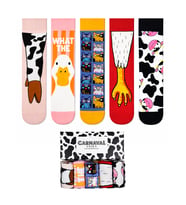 Carnaval Socks Eğlenceli Hayvan Figürlü Renkli Desenli 5’li Çorap Hediye Kutusu