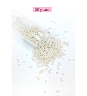 Dökme Cam Kum Boncuk (11/0) 2 mm - 60 Gram - Parlak Beyaz - BNC065