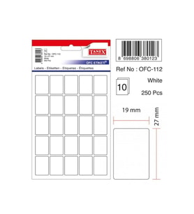 Tanex Ofis Etiketi Poşetli 19x27 MM Beyaz OFC-112 (10 Lu Paket) (Karışık)