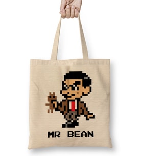 Mr Bean Pixel Character Bez Çanta Uzun Saplı