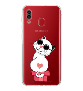 Samsung Galaxy A20  Kamera Korumalı  Kapak Cool Cat Tasarımlı  Şeffaf Kılıf