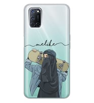 Oppo Kaykaycı Kız Tasarımlı Şeffaf Telefon Kılıfı