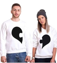 Tshirthane Kalp Puzzle Sevgili Kombinleri Sweatshirt Kombini (Tek Ürün Fiyatıdır.)