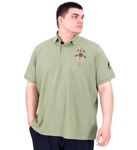 Mode XL Büyük Beden Erkek Polo Yaka T-Shirt Nakışlı U25307 Çağla