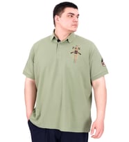 Mode XL Büyük Beden Erkek Polo Yaka T-Shirt Nakışlı U25307 Çağla