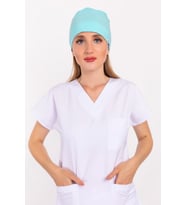 Düz Mint Mavi Doktor Hemşire Hastane Bone