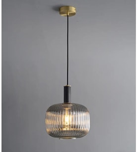 Rsylight Rustik Dekoratif Metal Modern Siyah Füme Opal Camlı Tekli  Avize