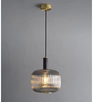 Rsylight Rustik Dekoratif Metal Modern Siyah Füme Opal Camlı Tekli  Avize