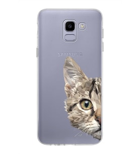 Samsung Galaxy J6 Kapak Catface Tasarımlı Şeffaf Silikon Kılıf