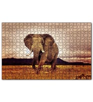 Cakapuzzle Savana'da Günbatımı ve Erkek Fil Puzzle Yapboz MDF (Ahşap) (120 Parça)