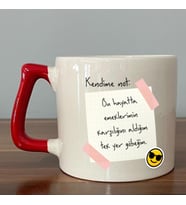 Kendime Not: Bu Hayatta Emeklerimin Karşılığını Baskılı Kırmızı Kulplu D Kupa
