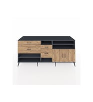 Kronos Konsol 5 Raflı 4 Çekmeceli 2 Kapaklı 220x59x99 Antrasit-Çam/Çam