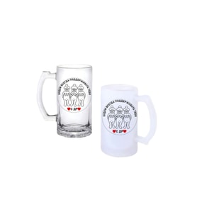 Ghostbastır Design Çıplak Kuzenler Kulplu Bira Bardağı Buzlu veya Şeffaf Seçenekli 049