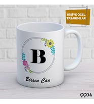Çiçek Çerçeveli İsme Özel Kupa Bardak