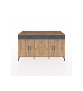 Kronos Konsol 4 Raflı 2 Çekmeceli 4 Kapaklı 176x59x99 Çam-Çam/Antrasit