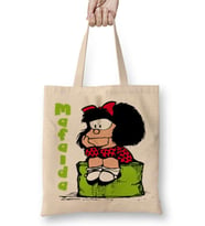 Mafalda Düşünceli Bez Çanta Uzun Saplı