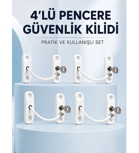 Pencere ve Kapılar İçin Anahtarlı Güvenlik Kilidi 4’lü Set