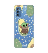 Samsung Galaxy M52 Uyumlu Baby Yoda Desenli Şeffaf Telefon Kılıfı